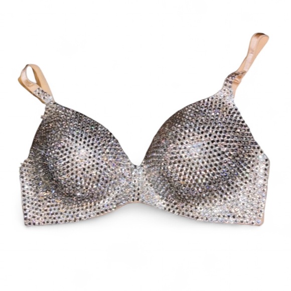 Crystal Diamond Sparkly Classic Glam Bling Wireless Bra Top All Sizes New - Picture 5 of 13